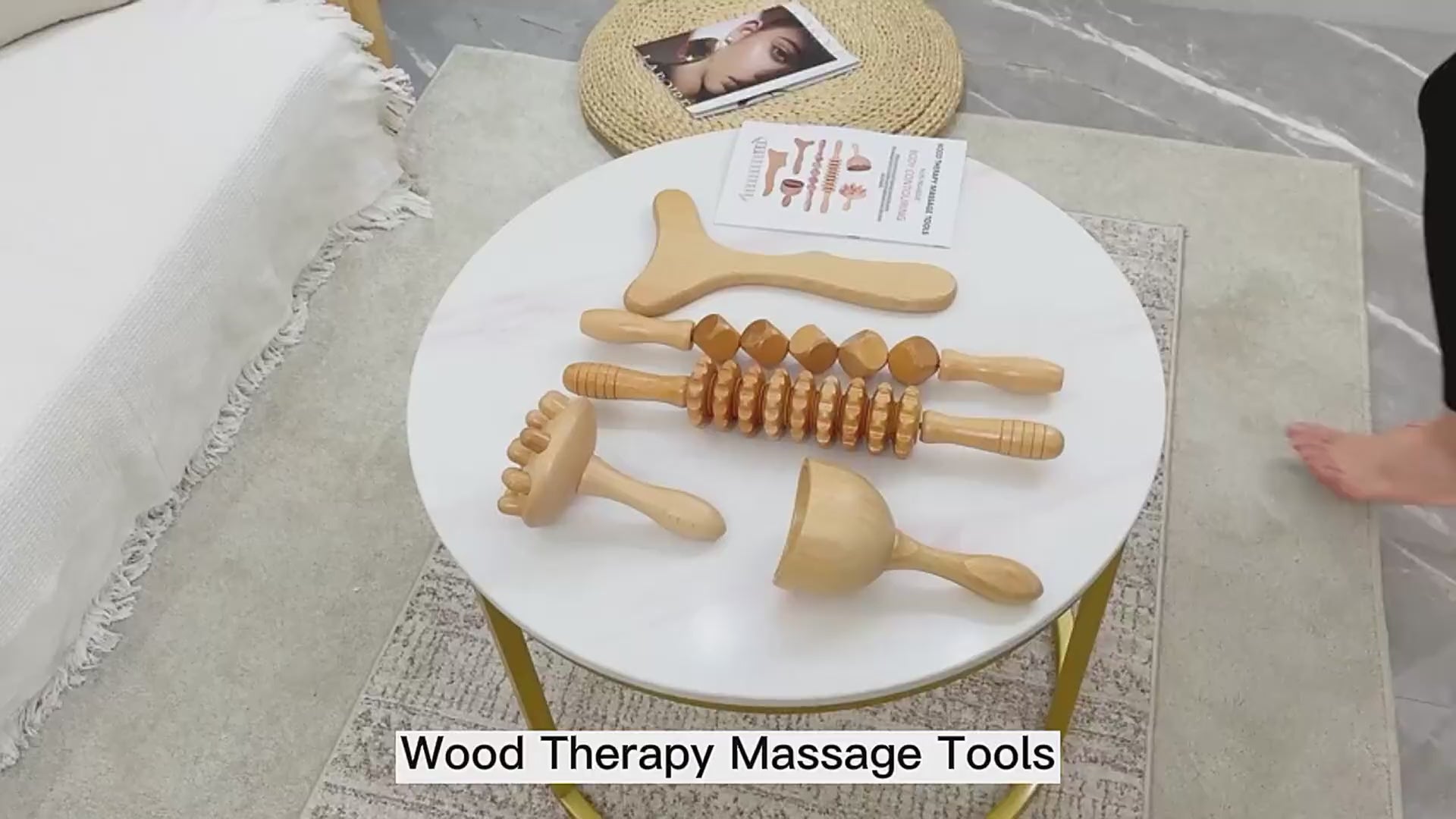 Wooden Therapy Massage Tools 5-in-1 Lymphatic Drainage Massager Maderoterapia Kit Wooden Massager Body Sculpting Tools for Muscle Pain Relief, Anti-Cellulite, Body Contouring and Shaping